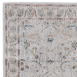 Homeroots 8' Ikat Distressed Runner Rug With Fringe - Stylish, Stain-resistant Design Perfect For Any Space Ivory,Blue,Taupe Polyester Blend 617146