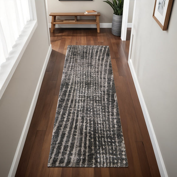 Homeroots 10' Stylish Abstract Area Rug - Durable, Stain Resistant & Perfect For Homes With Kids And Pets! Black,Gray,Ivory Polypropylene Blend 617147