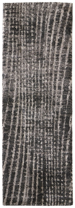 HomeRoots 10' Bold Abstract Area Rug in Black, Gray & Ivory - Soft, Durable & Stain-Resistant for Your Home 8' Runner 617147