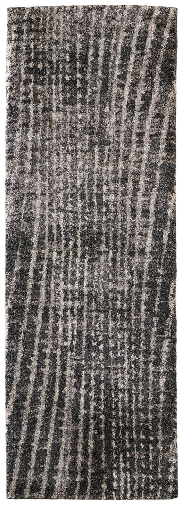 HomeRoots 10' Bold Abstract Area Rug in Black, Gray & Ivory - Soft, Durable & Stain-Resistant for Your Home 8' Runner 617147