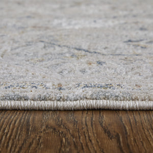 Homeroots 8' Abstract Distressed Runner Rug With Fringe – Stylish, Stain-resistant Accent For Any Space Ivory,Blue,Tan Polyester Blend 617148