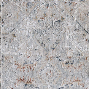 Homeroots 8' Abstract Distressed Runner Rug With Fringe – Stylish, Stain-resistant Accent For Any Space Ivory,Blue,Tan Polyester Blend 617148