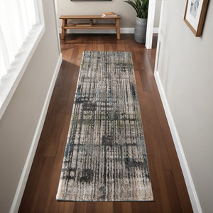Homeroots 10' Stylish Abstract Distressed Area Rug - Durable, Stain Resistant, Perfect For Homes With Kids & Pets Gray,Black,Ivory Polypropylene Blend 617149