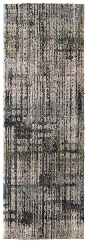 HomeRoots 10' Stylish Gray Black and Ivory Abstract Distressed Area Rug for Modern Living Spaces and Comfort 8' Runner 617149