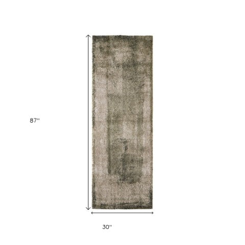 Homeroots 10' Distressed Abstract Area Rug - Durable, Stain-resistant Design For Stylish Home Décor And Comfort Green,Tan Polypropylene Blend 617150