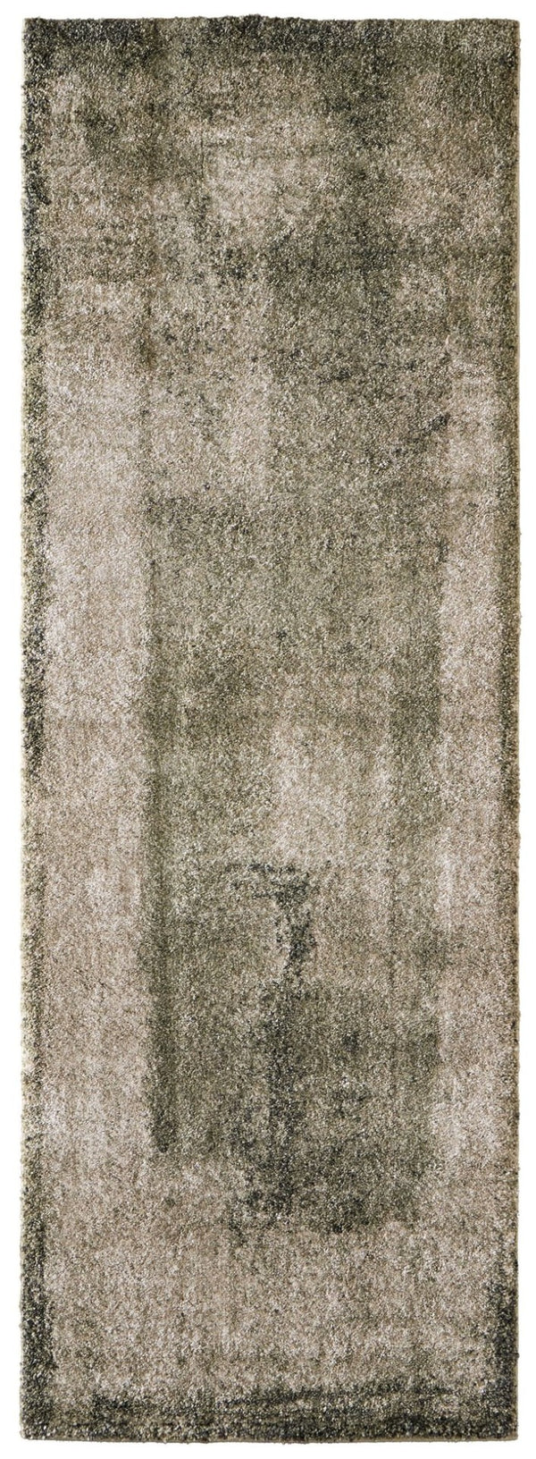 HomeRoots 10' Green and Tan Abstract Distressed Area Rug - Modern Softness, Durable Design for High-Traffic Spaces 8' Runner 617150