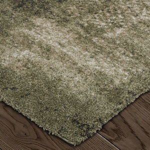 Homeroots 10' Distressed Abstract Area Rug - Durable, Stain-resistant Design For Stylish Home Décor And Comfort Green,Tan Polypropylene Blend 617150