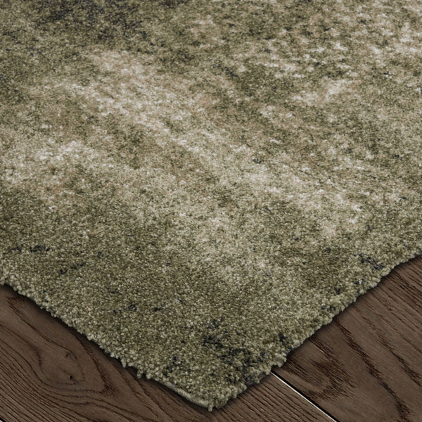 Homeroots 10' Distressed Abstract Area Rug - Durable, Stain-resistant Design For Stylish Home Décor And Comfort Green,Tan Polypropylene Blend 617150