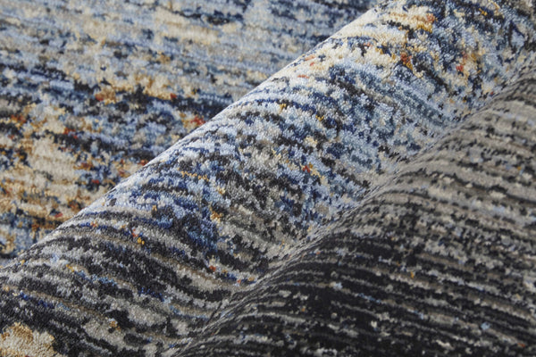 Homeroots 8' Abstract Runner Rug In Tan, Blue & Gray - Stain Resistant, Durable Design For High-traffic Areas Tan,Blue,Gray Polypropylene Blend 617152