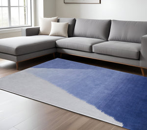 Homeroots 10' Hand Tufted Geometric Area Rug – Artisan Crafted, Stain Resistant, Perfect For Kids And Pets! Blue,Gray Wool Blend 617154