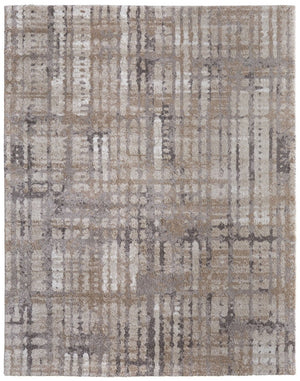 HomeRoots 10' Stylish Abstract Distressed Area Rug in Brown, Tan & Ivory – Perfect for Modern Homes & Durability 8' X 10' 617155