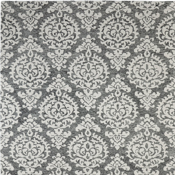 Homeroots 10' Hand Tufted Floral Area Rug - Luxurious Wool Blend, Stain Resistant, Perfect For Family Spaces Gray,Ivory,Black Wool Blend 617156