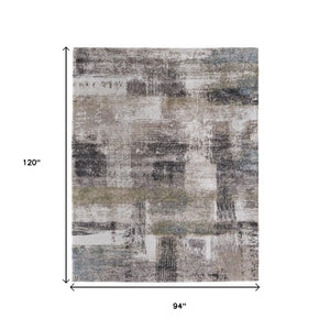 Homeroots 10' Stylish Abstract Distressed Area Rug - Durable, Stain Resistant, Perfect For Pets & Kids Spaces Gray,Taupe,Ivory Polypropylene Blend 617157