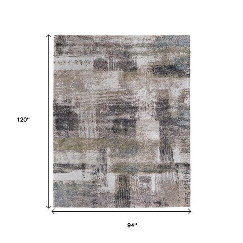 Homeroots 10' Stylish Abstract Distressed Area Rug - Durable, Stain Resistant, Perfect For Pets & Kids Spaces Gray,Taupe,Ivory Polypropylene Blend 617157