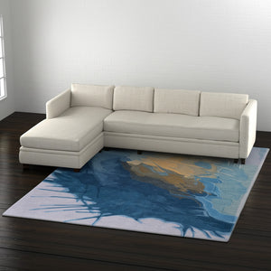 Homeroots 10' Hand-tufted Abstract Area Rug - Unique Artisan Crafted Wool Blend For Stylish Home Décor Blue,Gold,Gray Wool Blend 617158