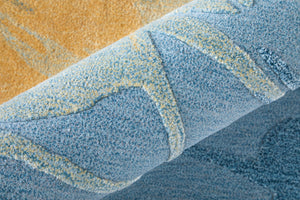 Homeroots 10' Hand-tufted Abstract Area Rug - Unique Artisan Crafted Wool Blend For Stylish Home Décor Blue,Gold,Gray Wool Blend 617158