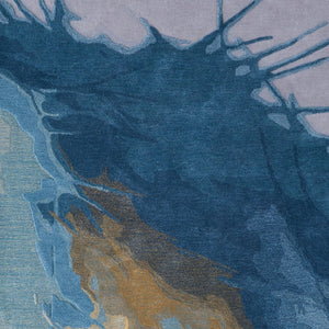 Homeroots 10' Hand-tufted Abstract Area Rug - Unique Artisan Crafted Wool Blend For Stylish Home Décor Blue,Gold,Gray Wool Blend 617158