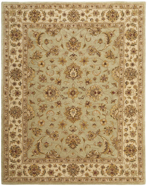 Homeroots 5' Hand-tufted Area Rug - Unique Artisan Design, Stain Resistant, Perfect For Kids & Pets, 5x8 Ft Tan,Brown,Green Wool Blend 617159