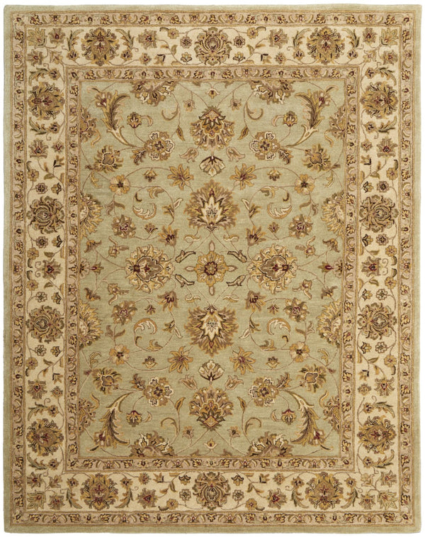 Homeroots 5' Hand-tufted Area Rug - Unique Artisan Design, Stain Resistant, Perfect For Kids & Pets, 5x8 Ft Tan,Brown,Green Wool Blend 617159