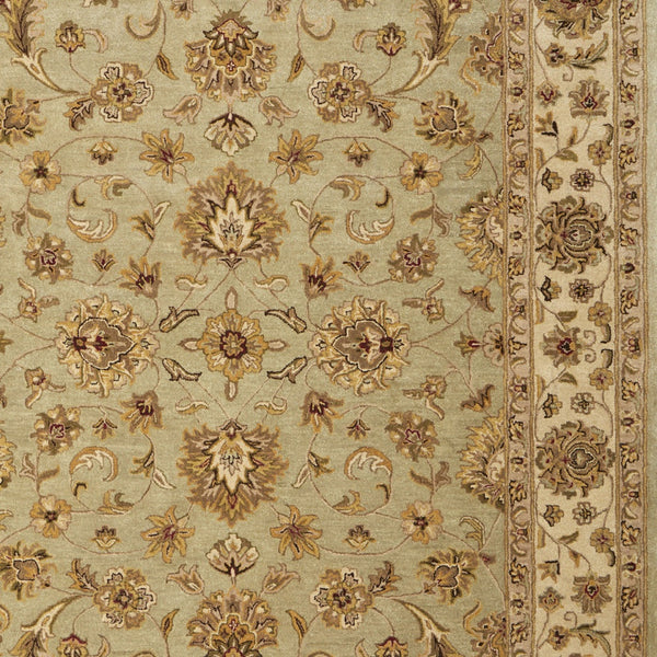 Homeroots 5' Hand-tufted Area Rug - Unique Artisan Design, Stain Resistant, Perfect For Kids & Pets, 5x8 Ft Tan,Brown,Green Wool Blend 617159