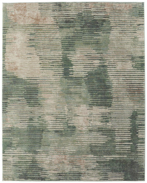 Homeroots 10' Stylish Abstract Distressed Area Rug – Durable, Stain-resistant Design For Homes With Kids & Pets Green,Ivory,Brown Polypropylene Blend 617160