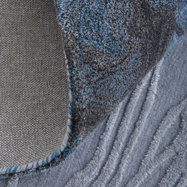 Homeroots 10' Elegant Abstract Hand-tufted Area Rug - Unique Wool Blend Design For Cozy Home Aesthetics Blue,Black,Gray Wool Blend 617161