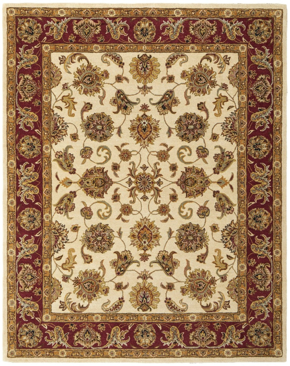 HomeRoots 8' X 10' Hand-Tufted Oriental Area Rug in Tan, Gold, and Red - Elegant, Stain-Resistant Comfort for Homes 617162