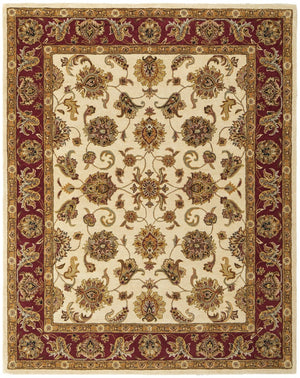 HomeRoots 8' X 10' Hand-Tufted Oriental Area Rug in Tan, Gold, and Red - Elegant, Stain-Resistant Comfort for Homes 617162