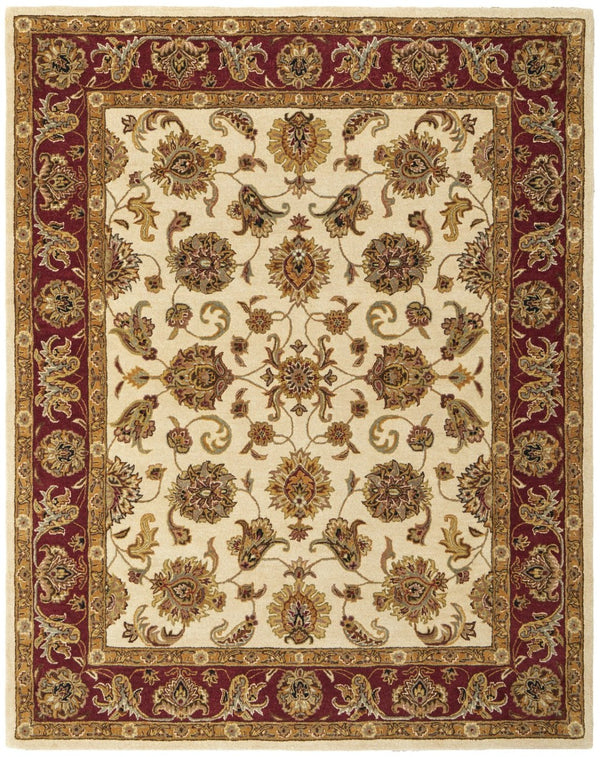HomeRoots 8' X 10' Hand-Tufted Oriental Area Rug in Tan, Gold, and Red - Elegant, Stain-Resistant Comfort for Homes 617162