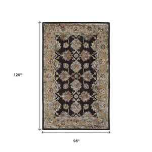 Homeroots 5' X 8' Floral Hand Tufted Area Rug - Unique Wool Blend For Warmth, Style & Noise Reduction In Your Home Brown,Tan,Orange Wool Blend 617163