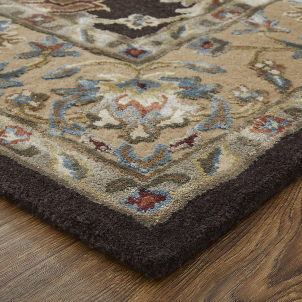 Homeroots 5' X 8' Floral Hand Tufted Area Rug - Unique Wool Blend For Warmth, Style & Noise Reduction In Your Home Brown,Tan,Orange Wool Blend 617163