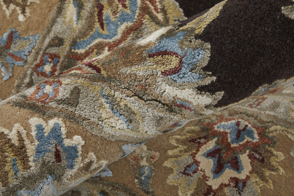 Homeroots 5' X 8' Floral Hand Tufted Area Rug - Unique Wool Blend For Warmth, Style & Noise Reduction In Your Home Brown,Tan,Orange Wool Blend 617163