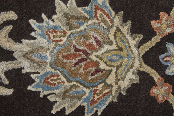 Homeroots 5' X 8' Floral Hand Tufted Area Rug - Unique Wool Blend For Warmth, Style & Noise Reduction In Your Home Brown,Tan,Orange Wool Blend 617163