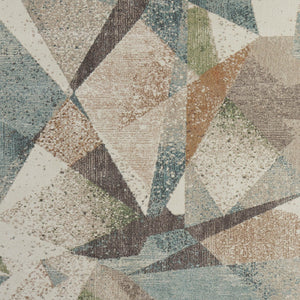 Homeroots 10' X 13' Stylish Checkered Area Rug - Durable, Stain Resistant, Perfect For Homes With Kids & Pets Ivory,Blue,Green Polypropylene Blend 617165