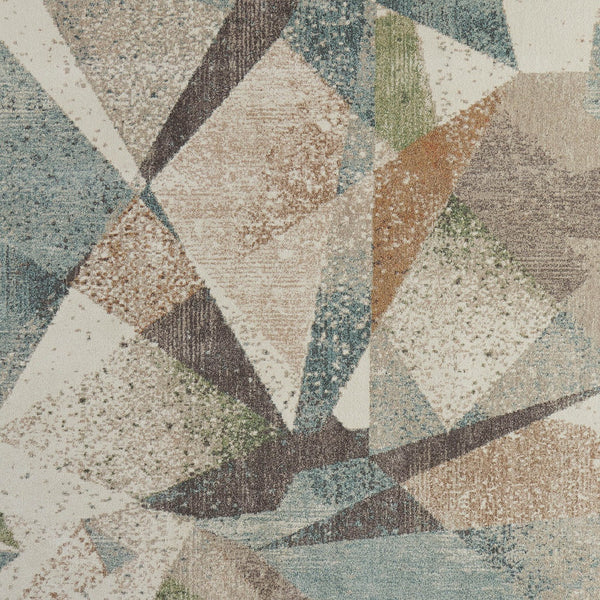 Homeroots 10' X 13' Stylish Checkered Area Rug - Durable, Stain Resistant, Perfect For Homes With Kids & Pets Ivory,Blue,Green Polypropylene Blend 617165