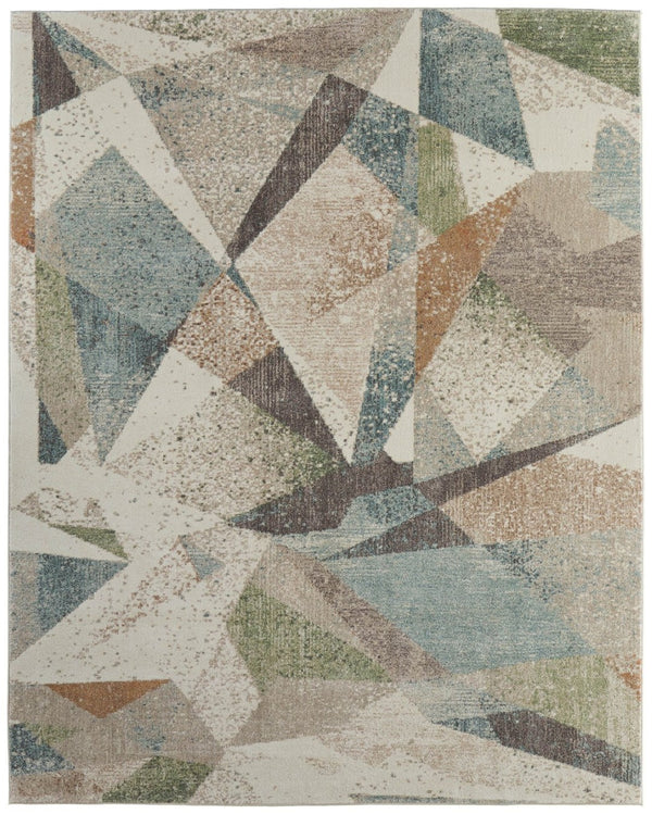 HomeRoots 10' Bold Checkered Area Rug in Ivory, Blue, and Green - Durable, Stylish, and Easy to Maintain 8' X 10' 617165