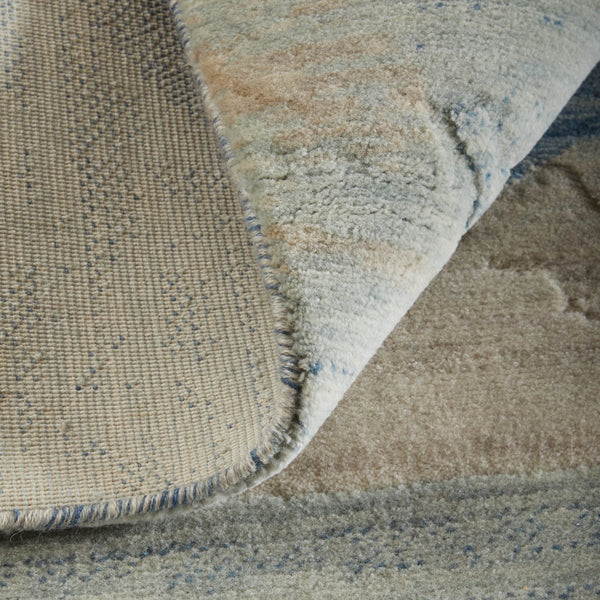 Homeroots 10' X 14' Abstract Area Rug - Luxurious Wool Blend, Stain Resistant, Perfect For Kids & Pets Blue,Ivory,Gray Wool Blend 617166