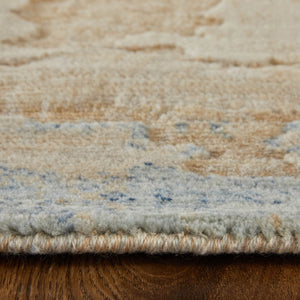 Homeroots 10' X 14' Abstract Distressed Area Rug - Stain Resistant, Premium Wool Blend, Perfect For Family Spaces Tan,Brown,Gray Wool Blend 617167