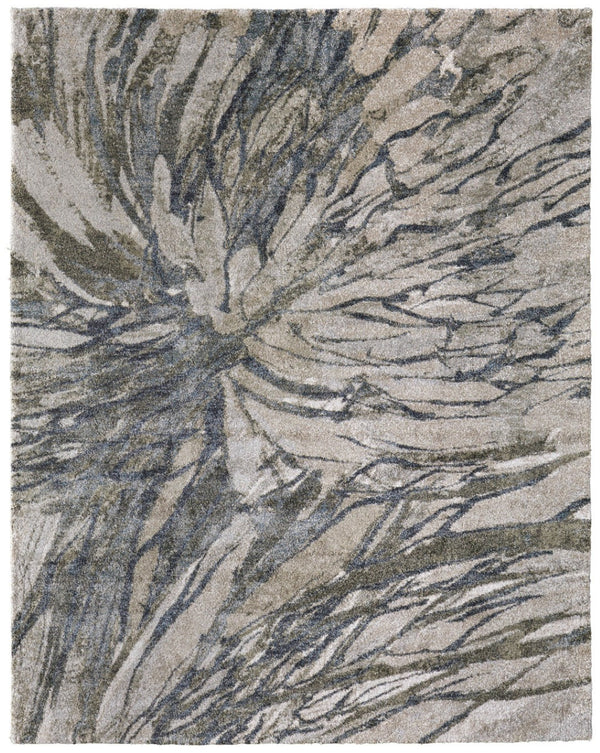 Homeroots 10' Artistic Abstract Area Rug – Stain Resistant, Durable, Boho Style For Cozy Home Decor Gray,Green,Ivory Polypropylene Blend 617168