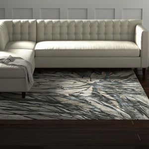 Homeroots 10' Artistic Abstract Area Rug – Stain Resistant, Durable, Boho Style For Cozy Home Decor Gray,Green,Ivory Polypropylene Blend 617168