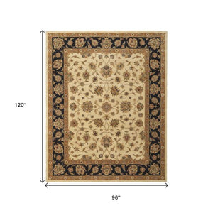 Homeroots 5' Hand Tufted Area Rug – Unique Oriental Design, Stain Resistant, Artisan Crafted For Home Elegance Tan,Brown,Black Wool Blend 617169