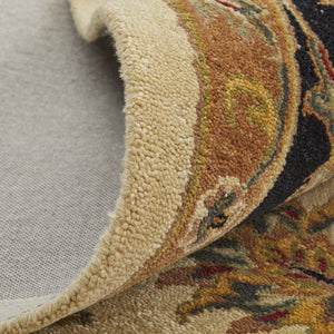 Homeroots 5' Hand Tufted Area Rug – Unique Oriental Design, Stain Resistant, Artisan Crafted For Home Elegance Tan,Brown,Black Wool Blend 617169