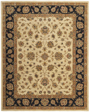 Homeroots 5' Hand Tufted Area Rug – Unique Oriental Design, Stain Resistant, Artisan Crafted For Home Elegance Tan,Brown,Black Wool Blend 617169
