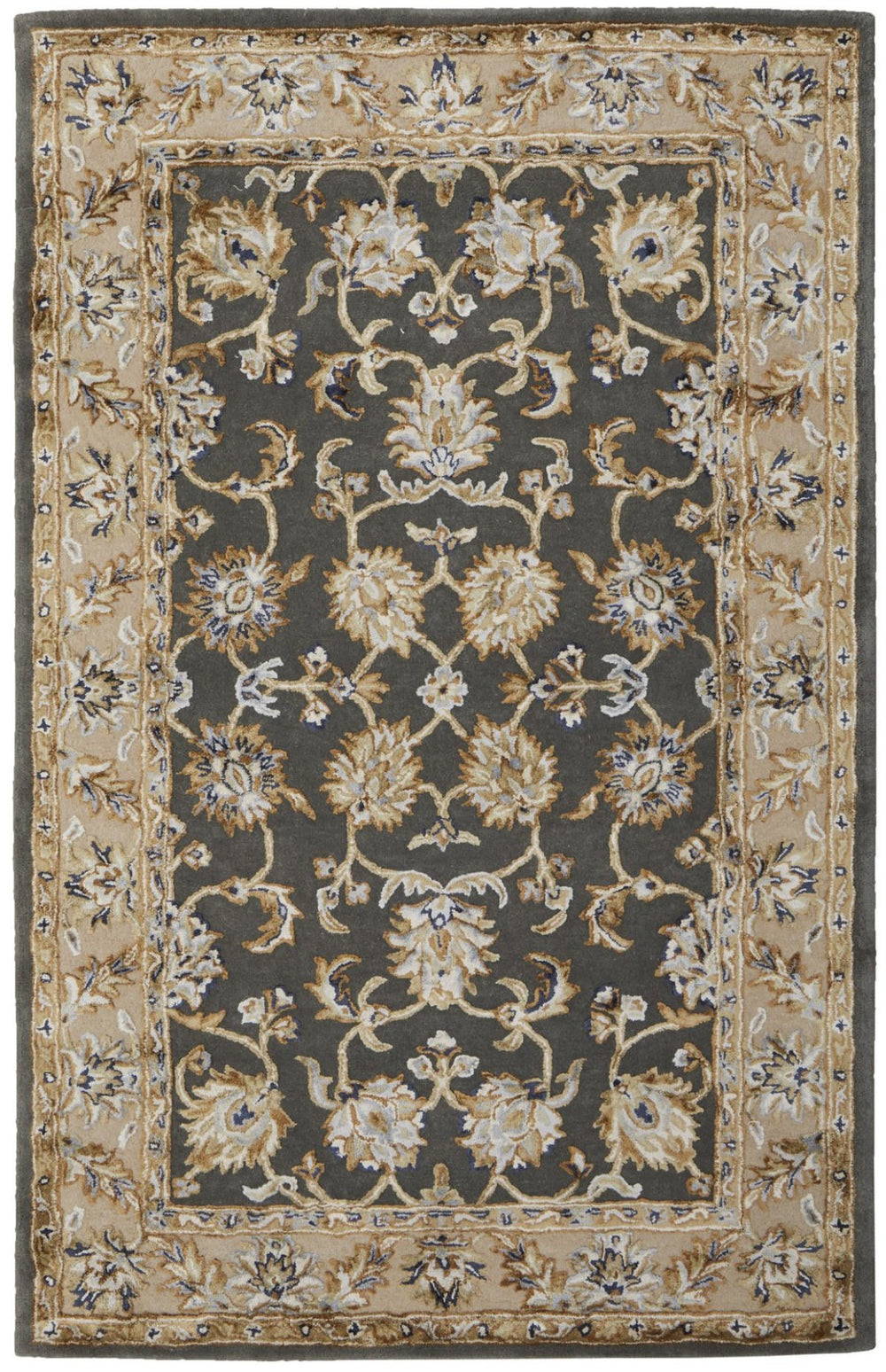 HomeRoots 8' X 10' Handcrafted Taupe Tan & Ivory Floral Area Rug - Elevate Your Space with Timeless Elegance! 617171