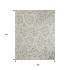 Homeroots 10' Hand Tufted Floral Area Rug - Stain Resistant, Unique Wool Blend Design For Modern Spaces Ivory,Gray Wool Blend 617172