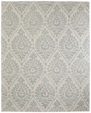 Homeroots 10' Hand Tufted Floral Area Rug - Stain Resistant, Unique Wool Blend Design For Modern Spaces Ivory,Gray Wool Blend 617172