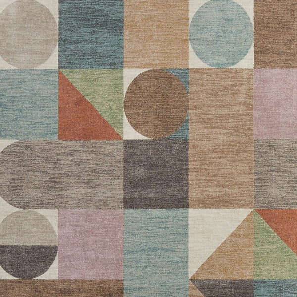 Homeroots 10' X 13' Stylish Checkered Area Rug - Durable, Stain-resistant, Perfect For Homes With Kids & Pets Ivory,Brown,Blue Polypropylene Blend 617173