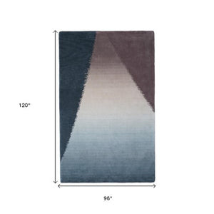 Homeroots 10' Hand Tufted Geometric Area Rug – Artisan Crafted, Stain Resistant, Perfect For Kids And Pets! Taupe,Blue,Tan Wool Blend 617175