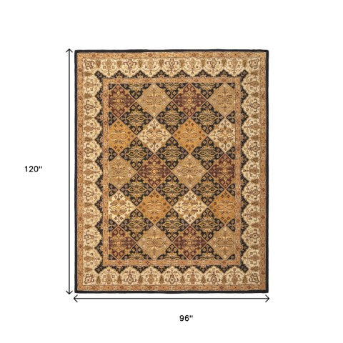 Homeroots 5' Hand Tufted Geometric Area Rug - Stain Resistant Wool Blend For Stylish Comfort & Unique Charm Gold,Tan,Black Wool Blend 617177
