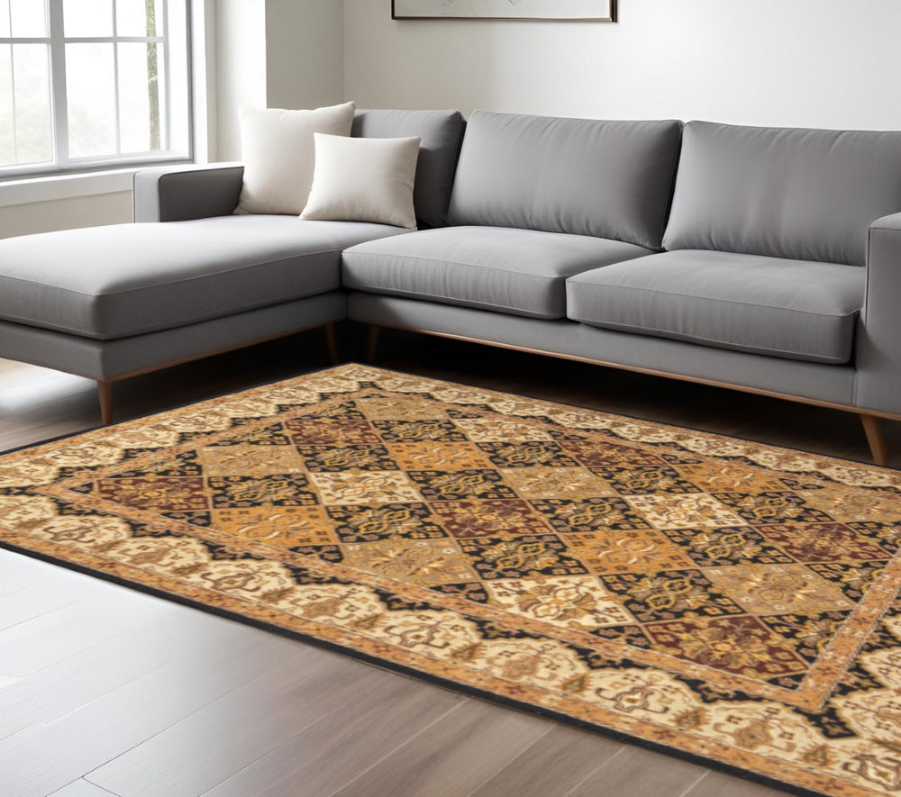 HomeRoots 8' Modern Hand-Tufted Geometric Area Rug in Gold, Tan & Black - Durable, Stylish, and Cozy Home Accent 617177